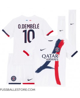 Günstige Paris Saint-Germain Ousmane Dembele #10 Auswärts Trikotsatzt Kinder 2024-25 Kurzarm (+ Kurze Hosen)